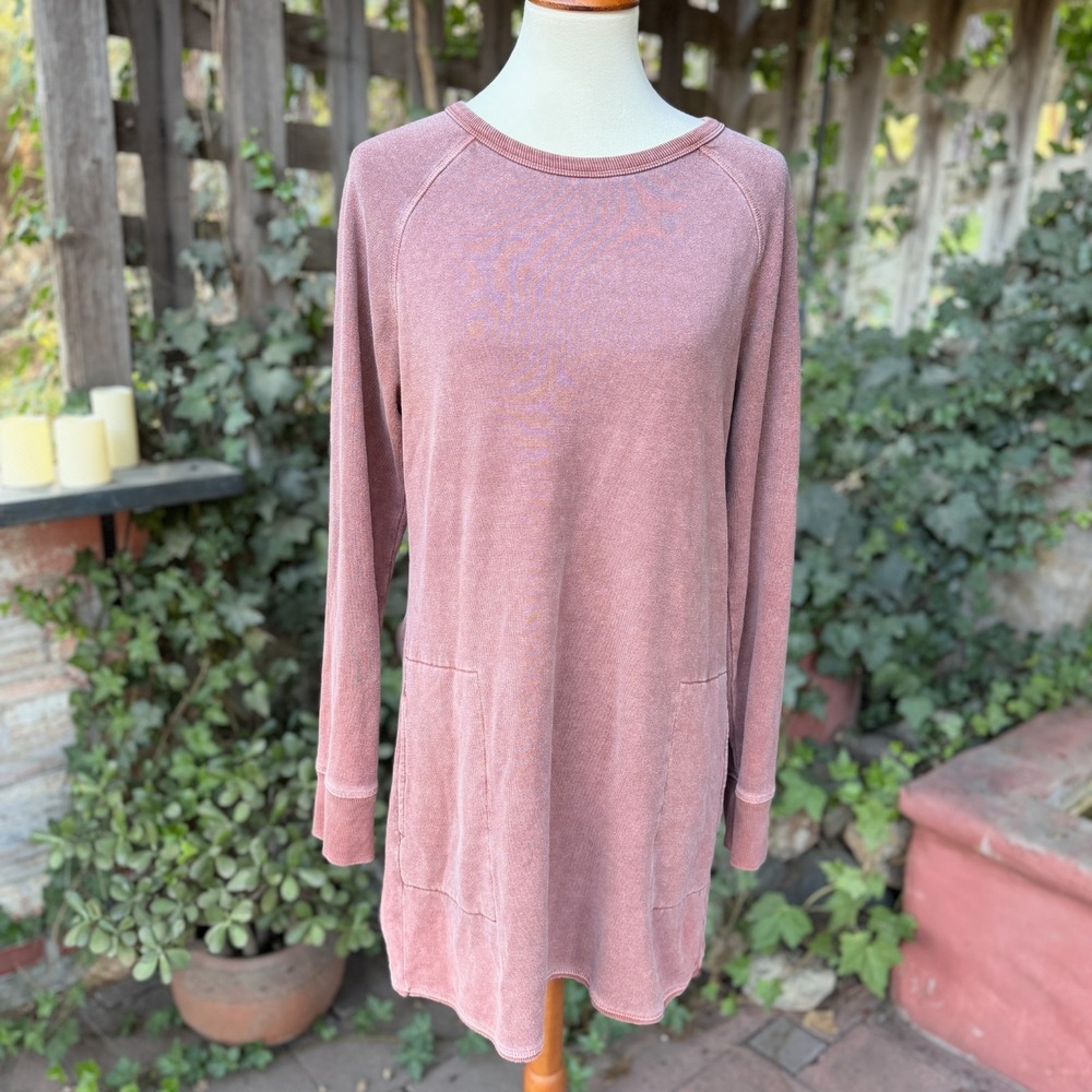 Toad & Co Womens Fleece Fall Sweater Dress Size L Hemp Organic Cotton Lagenlook